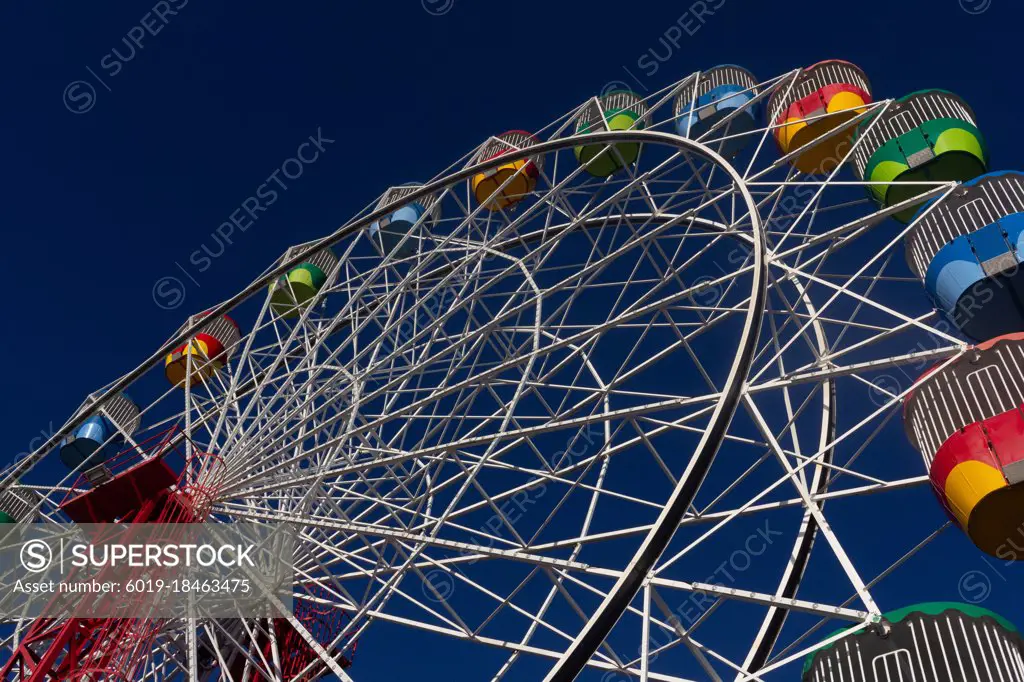 Ferris wheel carriages at an amusement park Sydney Australia