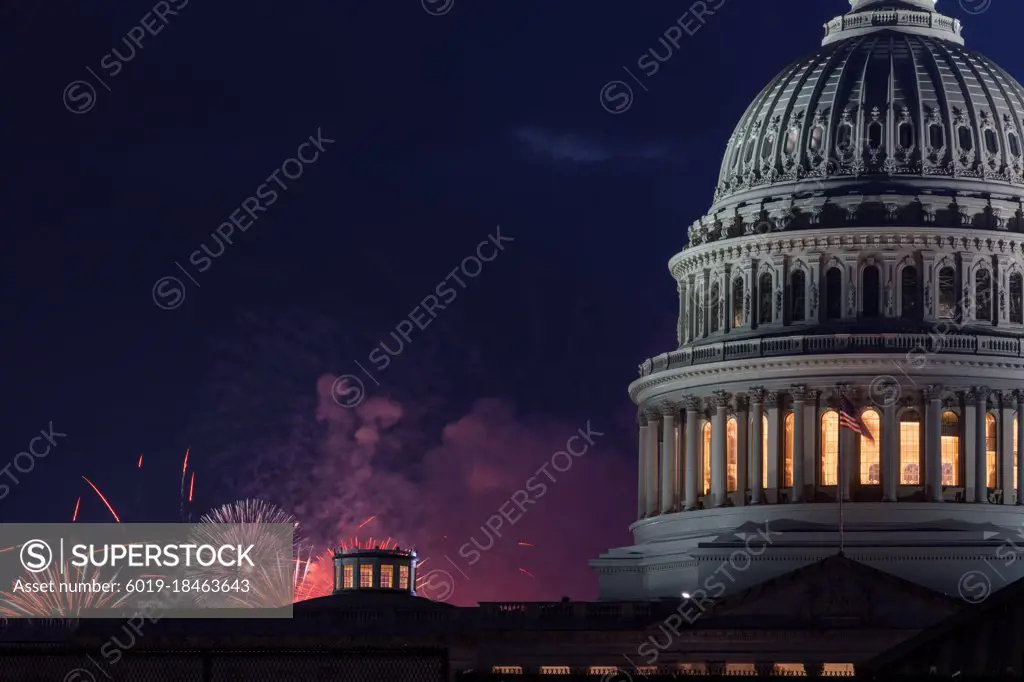 Fireworks over the United States Capitol on July 4, 2021.