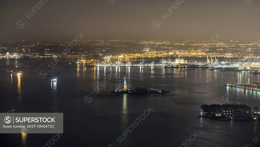 Cityscape of New Jersey shoreline, with Liberty State on it