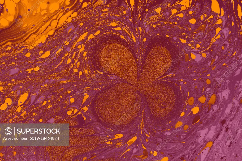 Ebru  marbling floral patterns.  . Unique art  Liquid marbling  