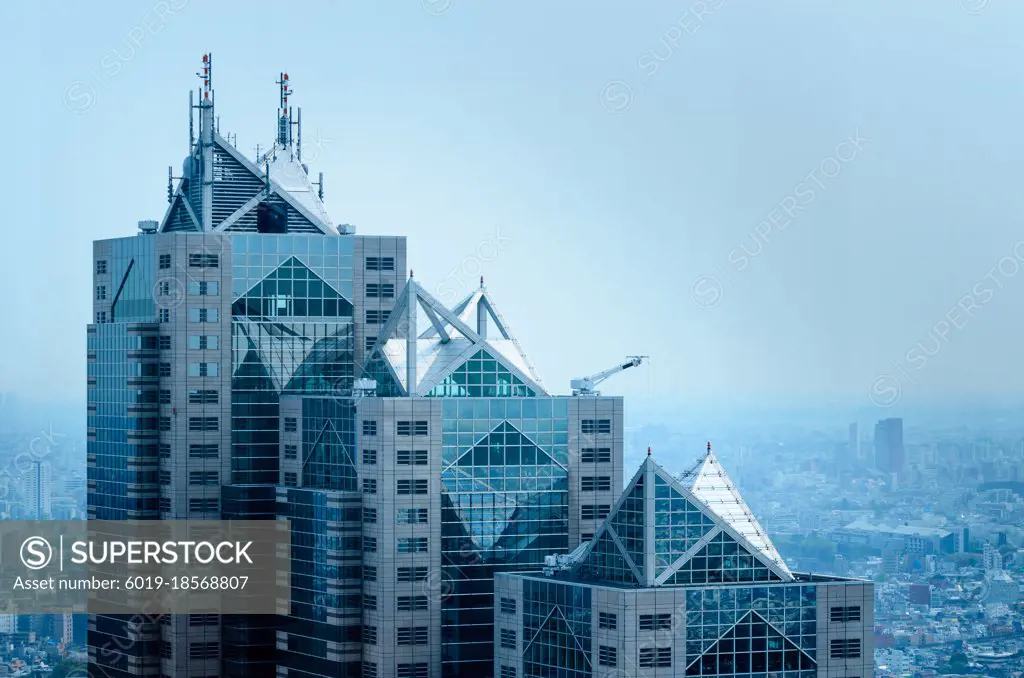 Tokyo City Hall overlook with modern japanese architecture view