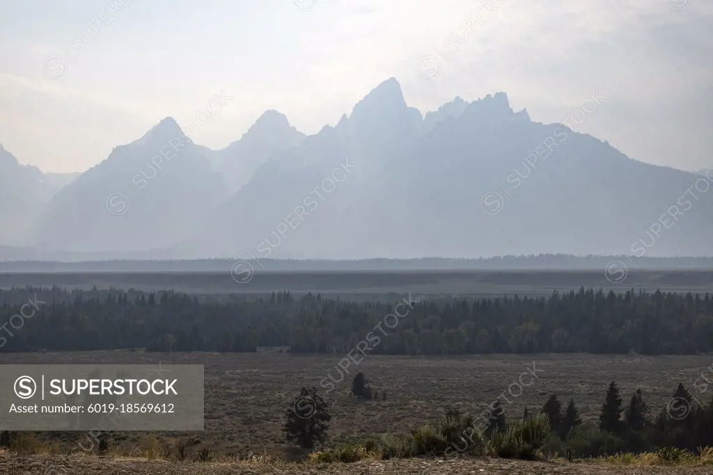 California wildfire smoke seen in Grand Teton National Park, WY.