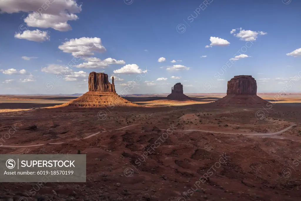 Late afternoon summer light in Monument Valley, Arizona.