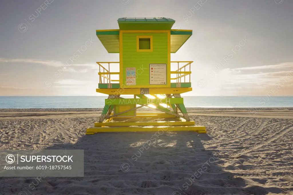 Miami South Beach lifeguard house in a colorful art deco style