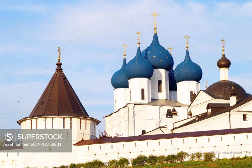 View of the monastery on the mountain in Serpukhov, Russia