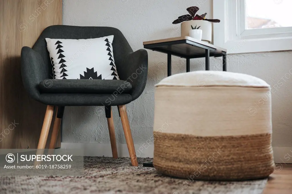 Chair and Ottoman in Office Space with Natural Light