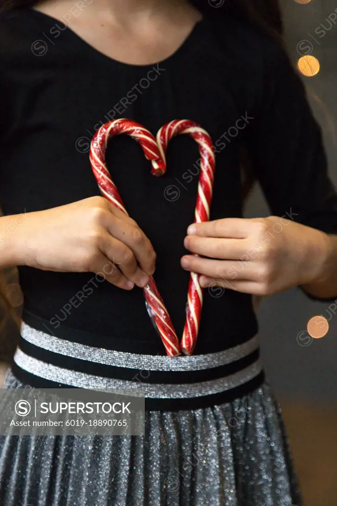 Candy heart in child's hands