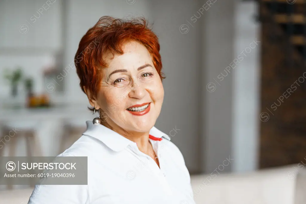 portrait Older Caucasian woman smiling