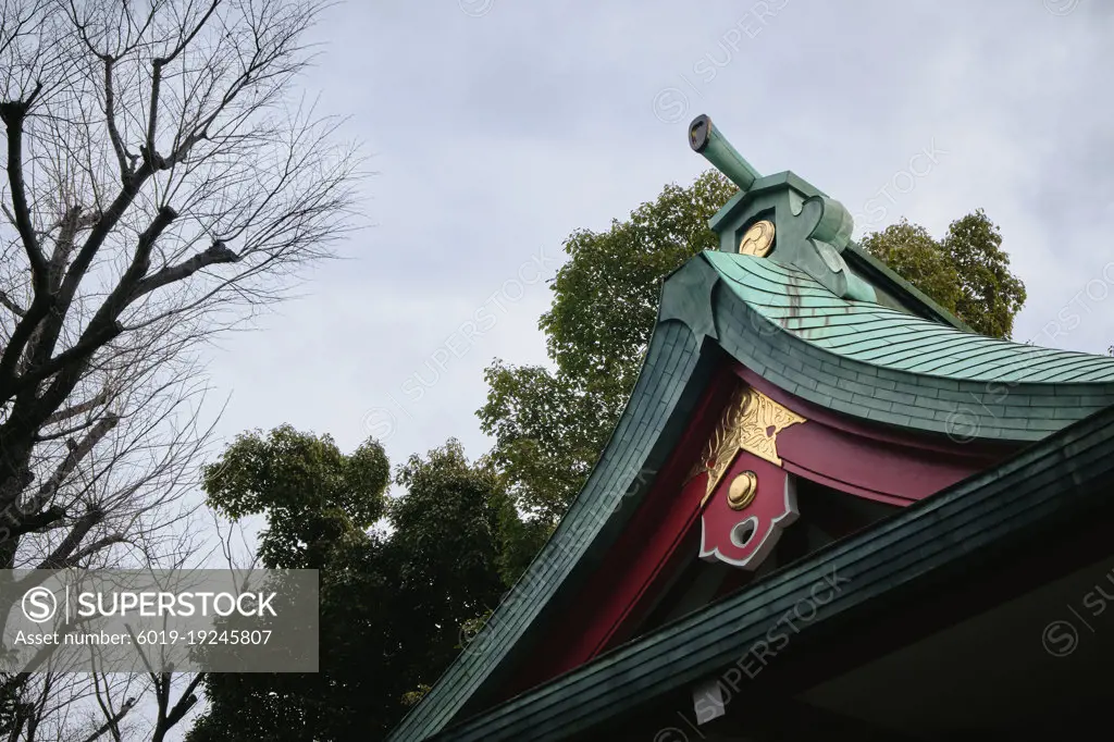 Detail of a Traditional Wooden Building in Japan