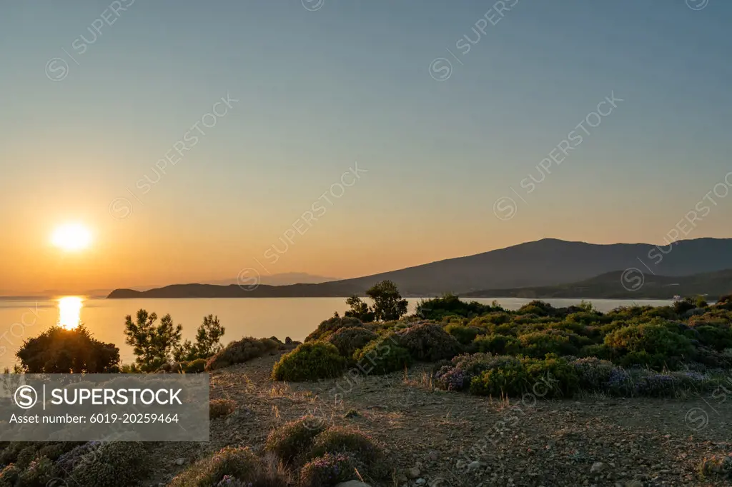 Beautiful sunset in Thassos, Greece