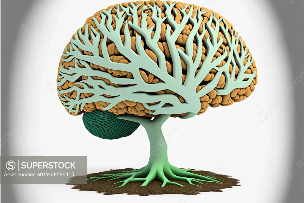 brain shaping tree, symbolizing emotional intelligence . Generative AI