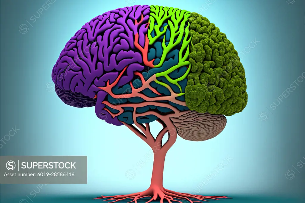 brain shaping tree, symbolizing emotional intelligence . Generative AI