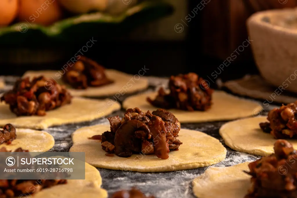 Home cooking - baking mushroom pastries