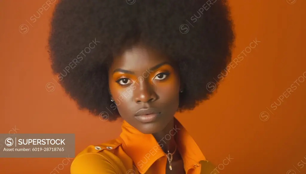 Image AI. Afro american woman from 1970¬¥s