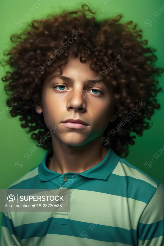 serious afro latin boy looking at camera