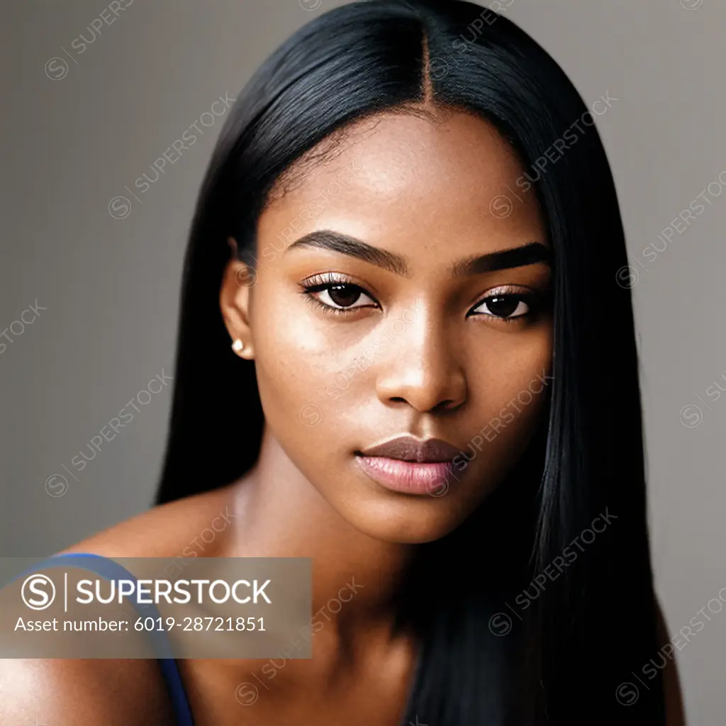 Generative AI. Black female portrait natural skin, natural beauty