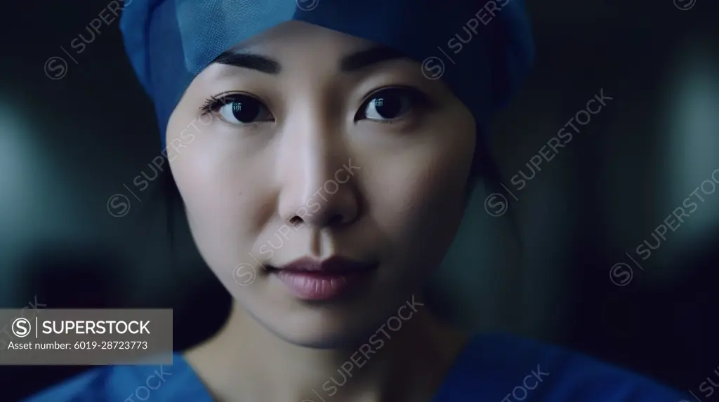 Image Generated AI. Portrait of an Asian nurse