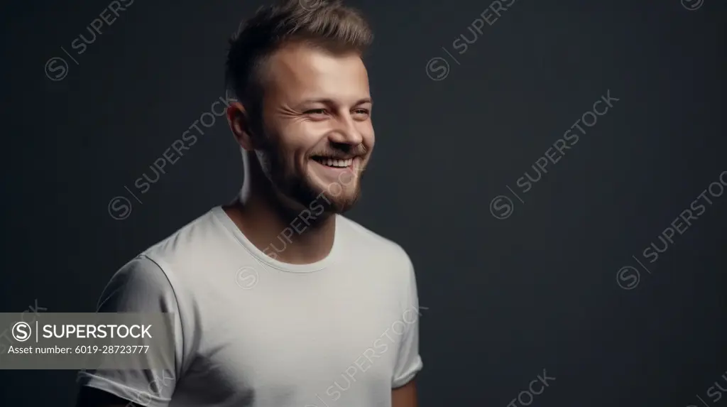 Image Generated AI. Caucasian young adult man smiling