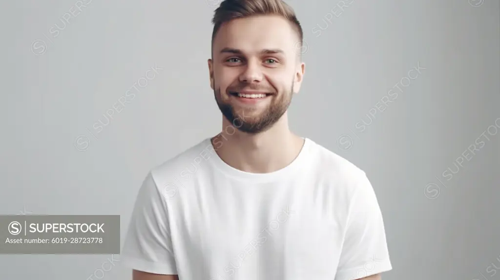 Image Generated AI. Young adult caucasian man smiling