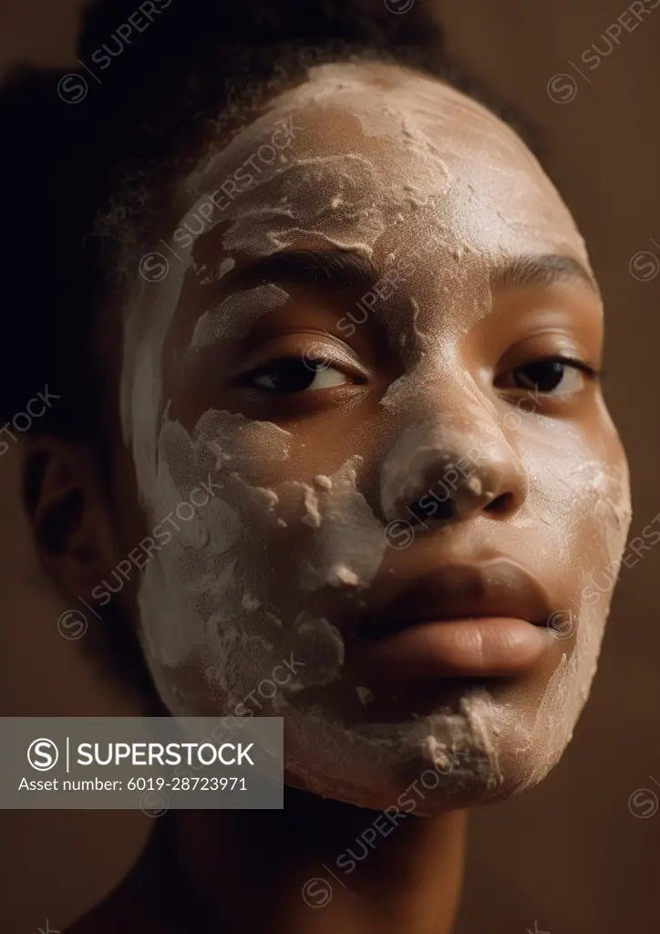 AI Generative. African American woman with a mask at her face