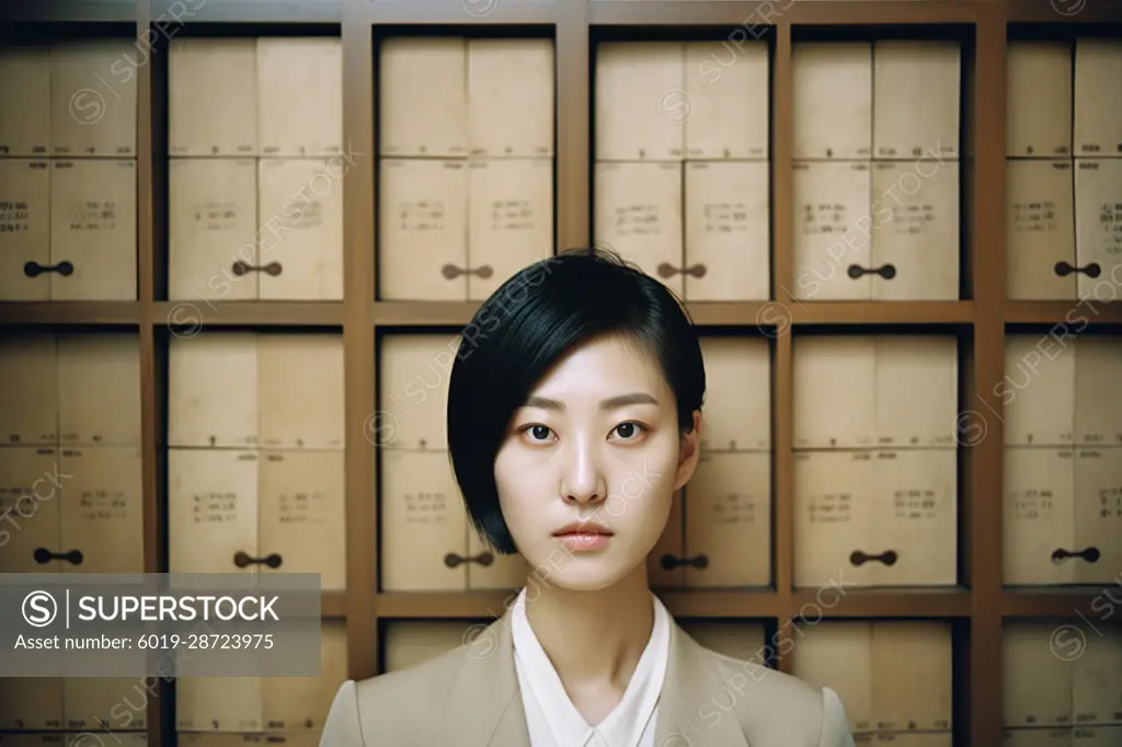 AI Generative. Portrait of young asian female student or office worker