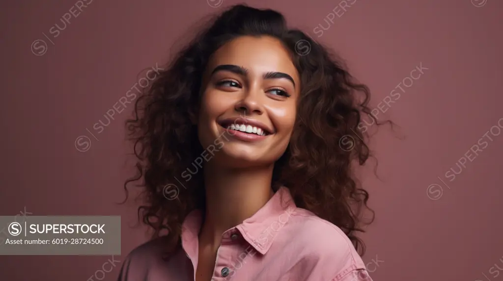 Image Generated AI. Hispanic young woman smiling