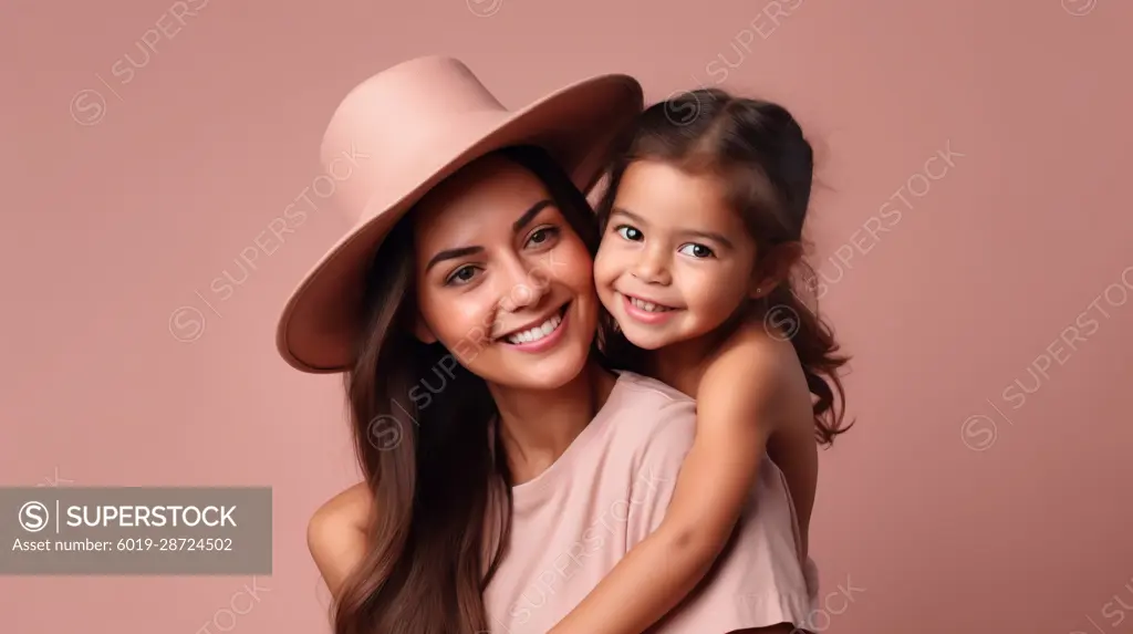 Image Generated AI. Happy caucasian mother and her daugther