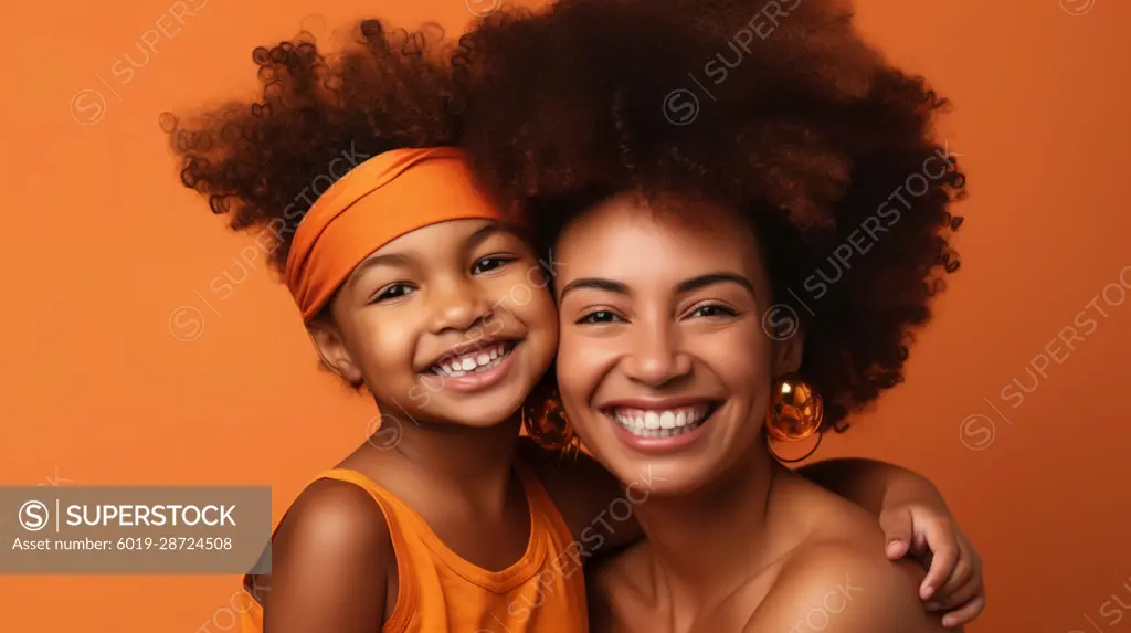 Image Generated AI. Happy afro mother and her daugther