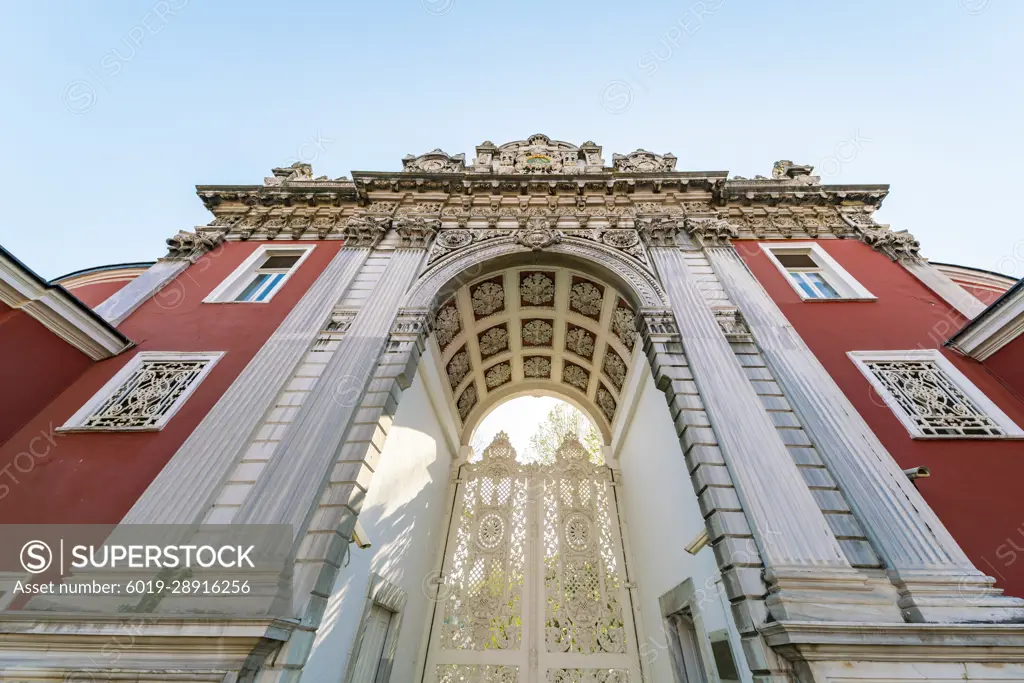 Entrance of DolmeBahce palace in Istanbul Turkey