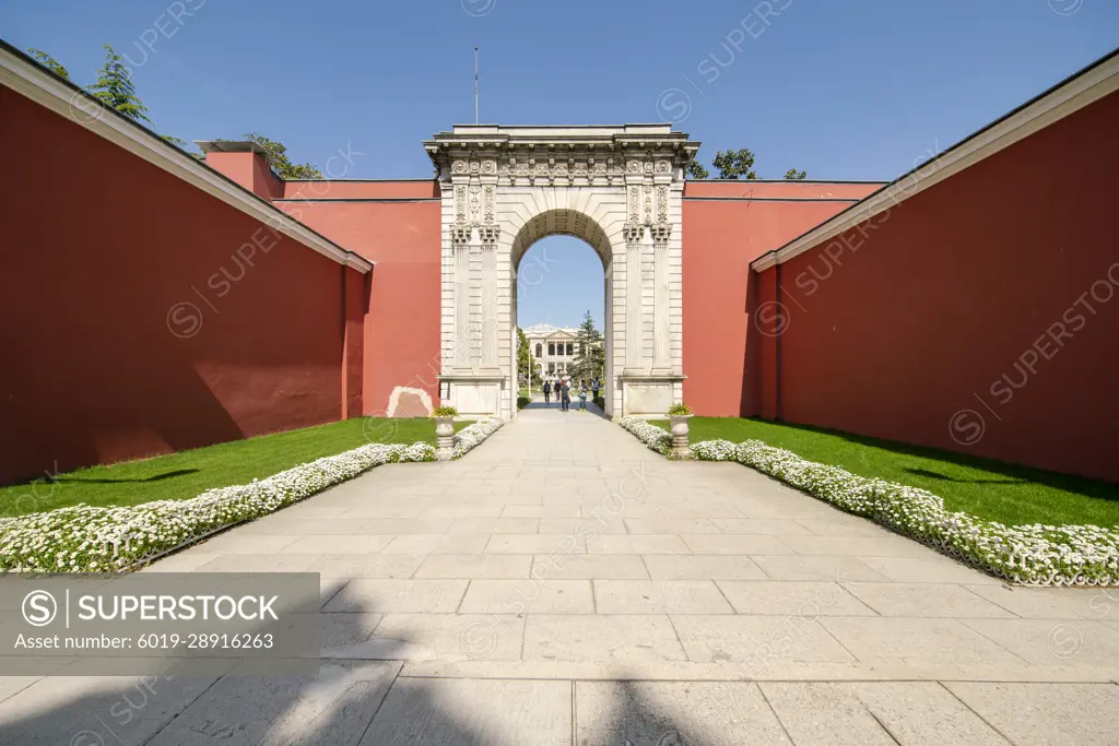 Entrance of DolmeBahce palace in Istanbul Turkey