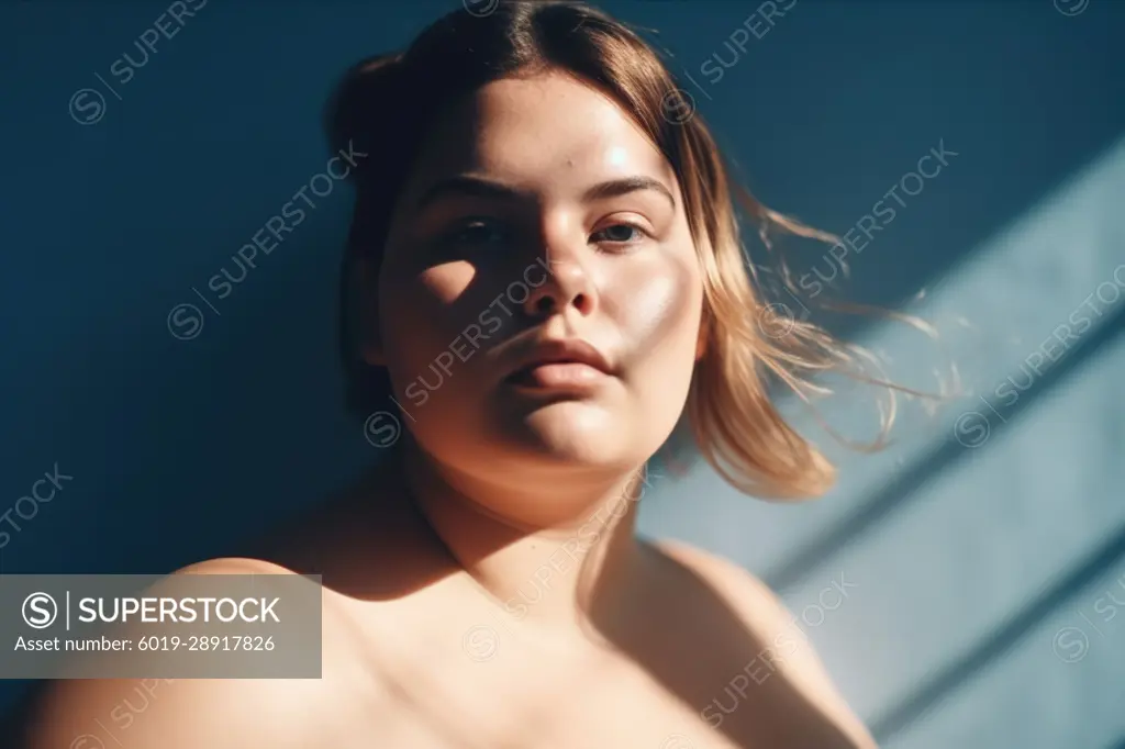 Closeup portrait of plus size woman. AI Generative