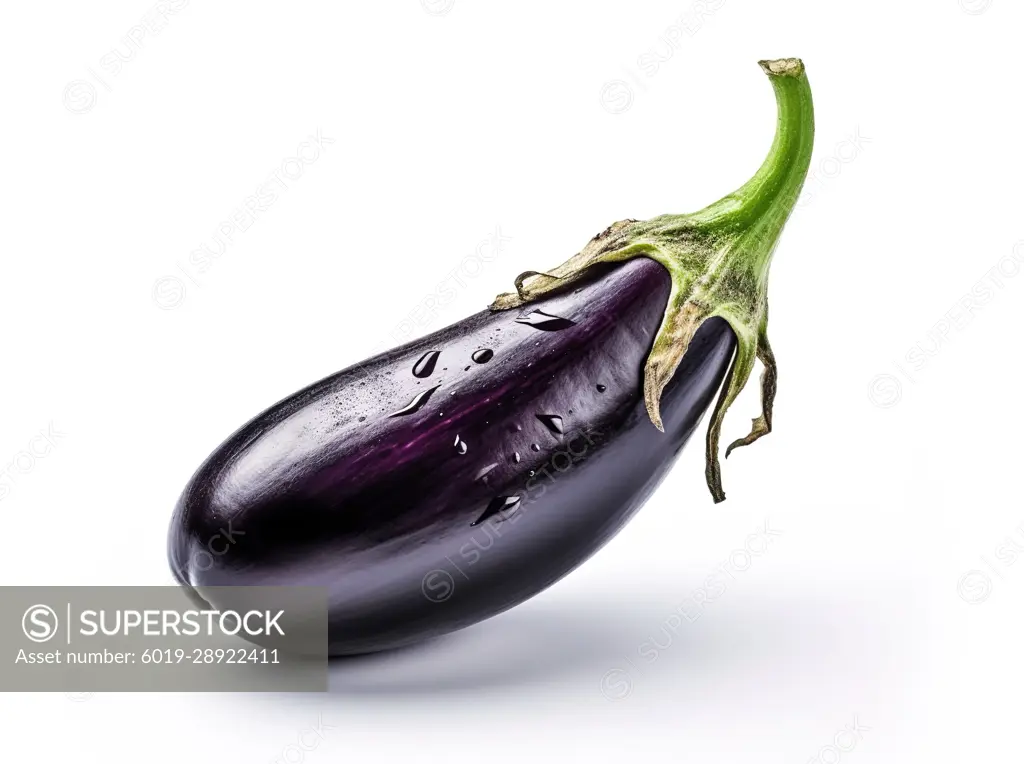 Eggplant over isolated white background. Generative AI