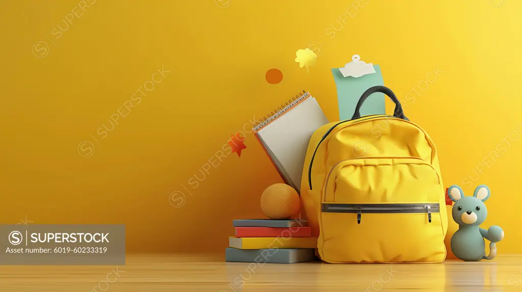 Artistic background school backpack and school supplies