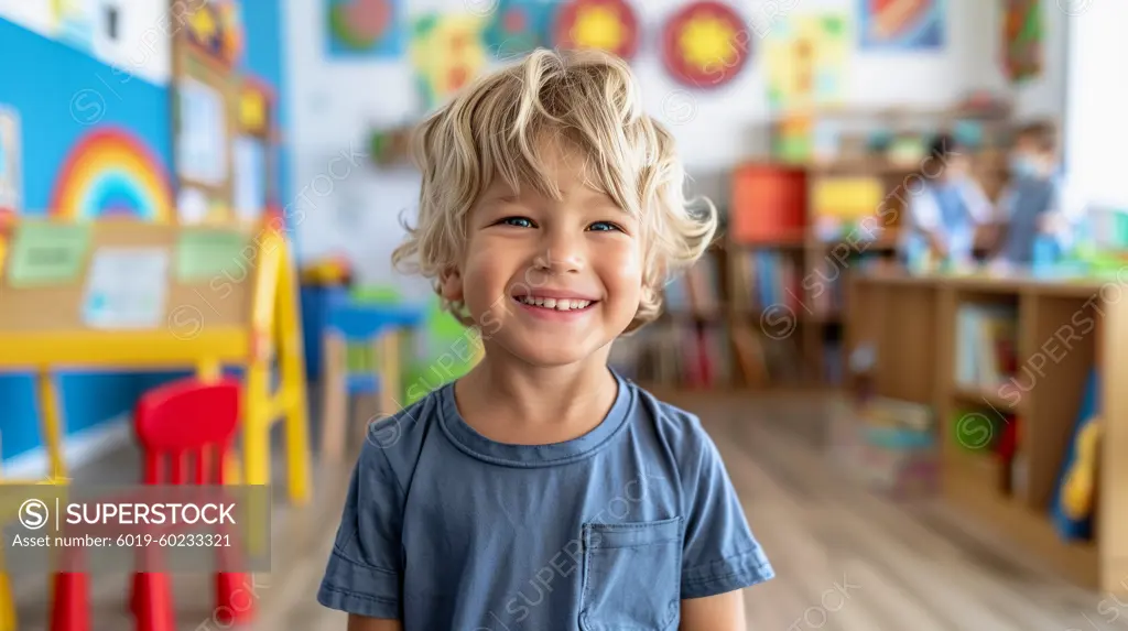 Smiling happy child returning to school and education classes