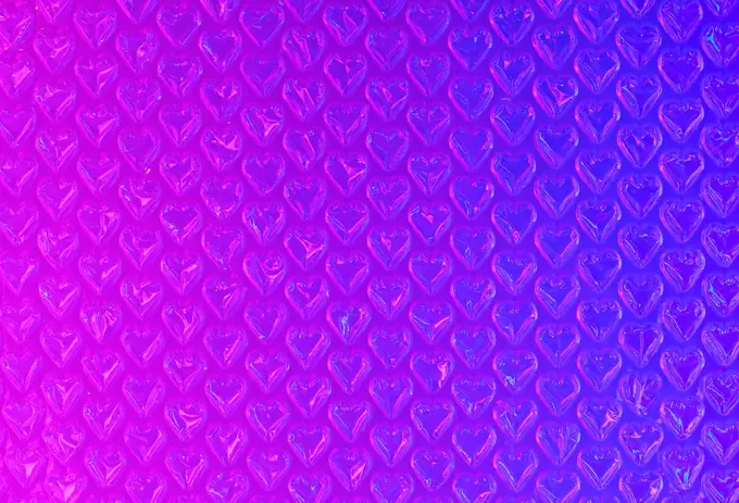 Blue and Magenta  Abstract Bubble Wrap Hearts