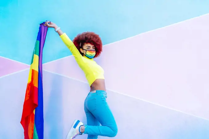 afro with gay pride flag