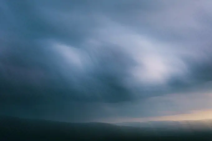 A blue abstract sunset over the Blue Ridge Mountains of Virginia