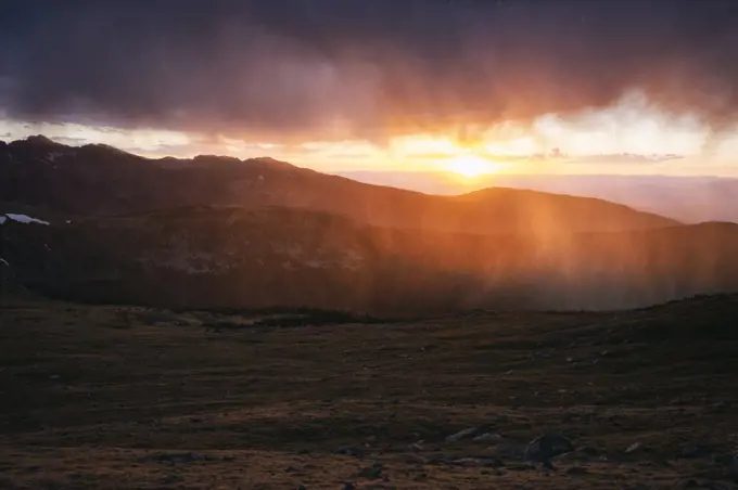 Rain showers mix with the Sunset, Colorado