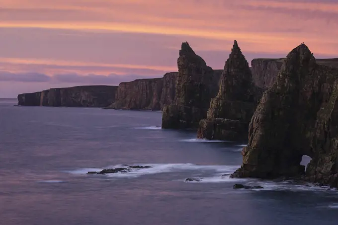 Colorful sunrise over Duncansby stacks, Duncansby head, Scotland