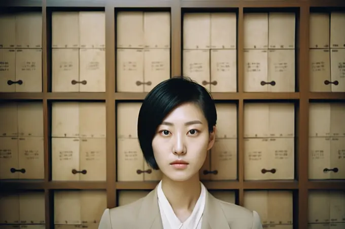 AI Generative. Portrait of young asian female student or office worker