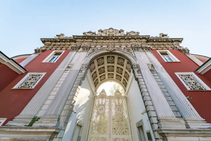 Entrance of DolmeBahce palace in Istanbul Turkey