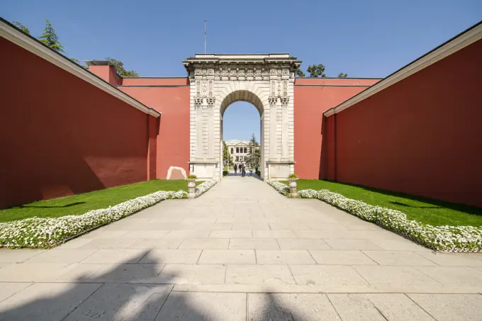 Entrance of DolmeBahce palace in Istanbul Turkey