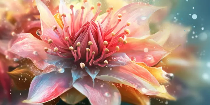 Close up shot of beautiful pink exotic flower. Generative AI