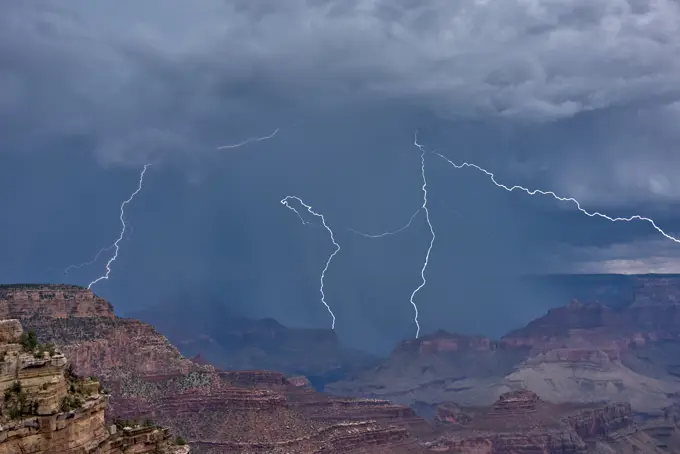 Lightning View from Twin View Overlook at Grand Canyon AZ