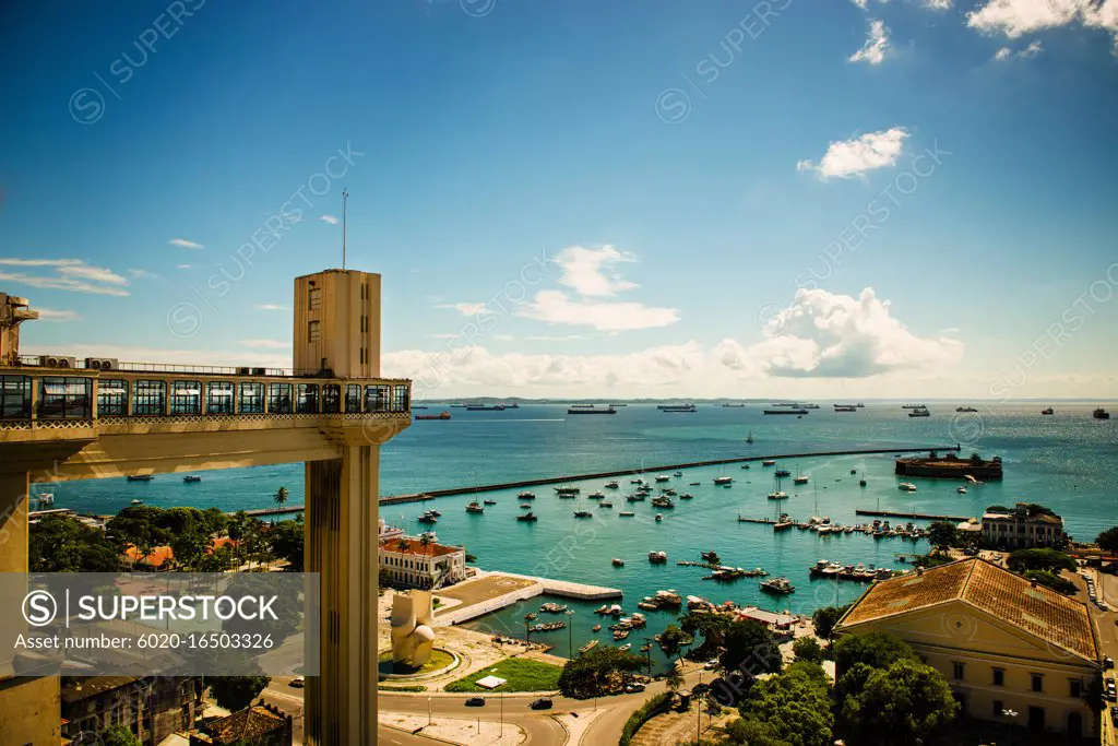 Elevador Lacerda and ocean view, Salvador, Brazil, South America