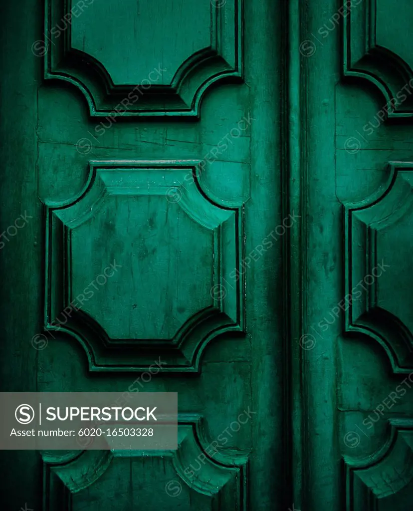 old wooden green door, Salvador, Bahia, Brazil