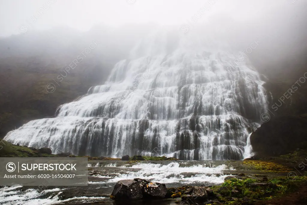 Baejarfoss, Bæjarfoss waterfalls, Iceland, Scandinavia, Europe