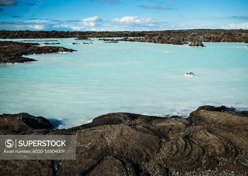 Landscape of the Blue Lagoon hot springs, Iceland, Scandinavia, Europe