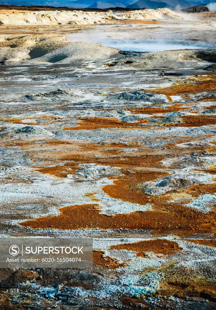 Hverir, a geothermal area known for its bubbling pools of mud & steaming fumaroles emitting sulfuric gas, Namafjall, Iceland, Scandinavia, Europe