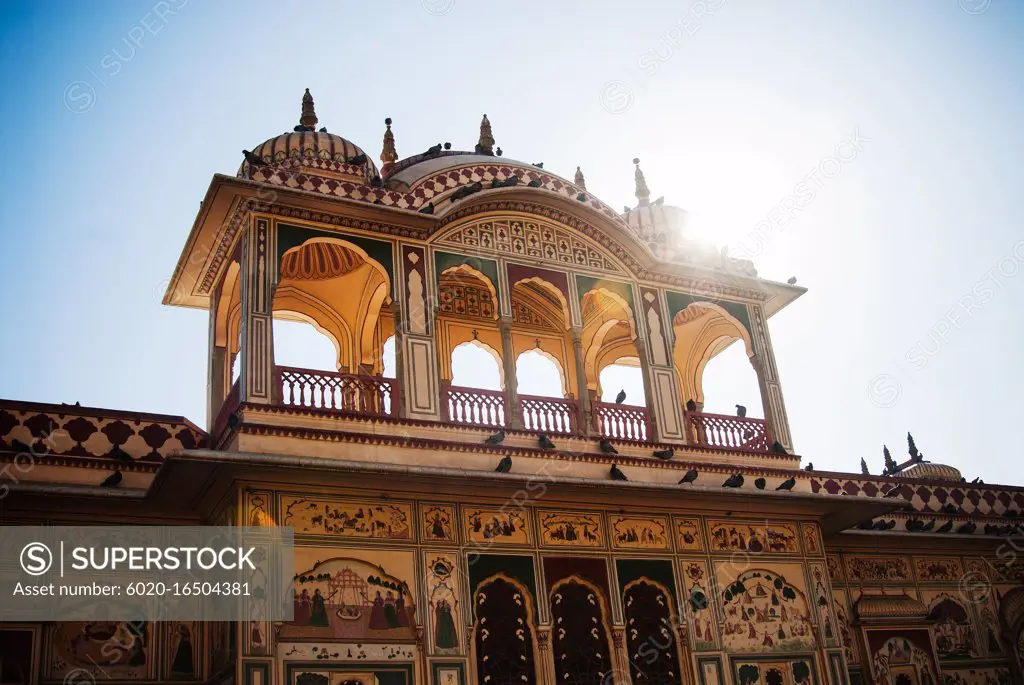 Architectural detail of Galta Ji, The Monkey Temple Near The Pink City, Jaipur, Rajasthan, India